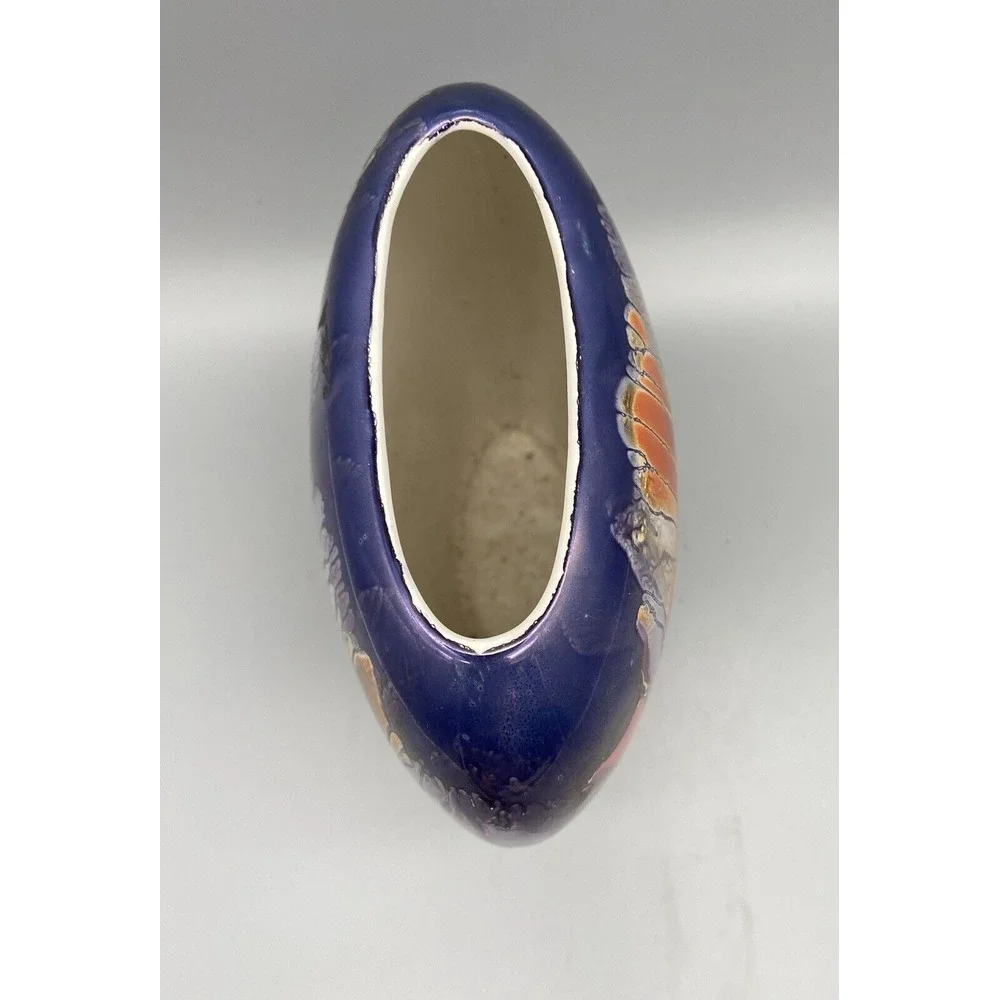 Ceramic Vase Multicolored Artistic S.E.C. Made In Italy Vintage High Gloss‎